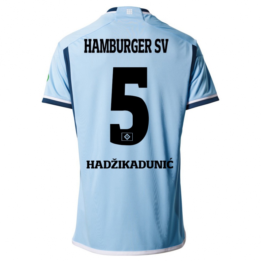 Mujer Camiseta Dennis Hadzikadunic #5 Azul 2ª Equipación 2023/24 La Camisa Chile