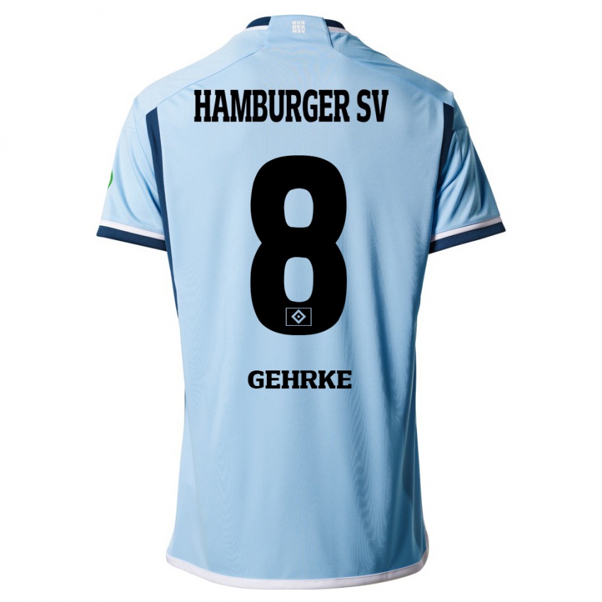 Mujer Camiseta Stefan Gehrke #8 Azul 2ª Equipación 2023/24 La Camisa Chile