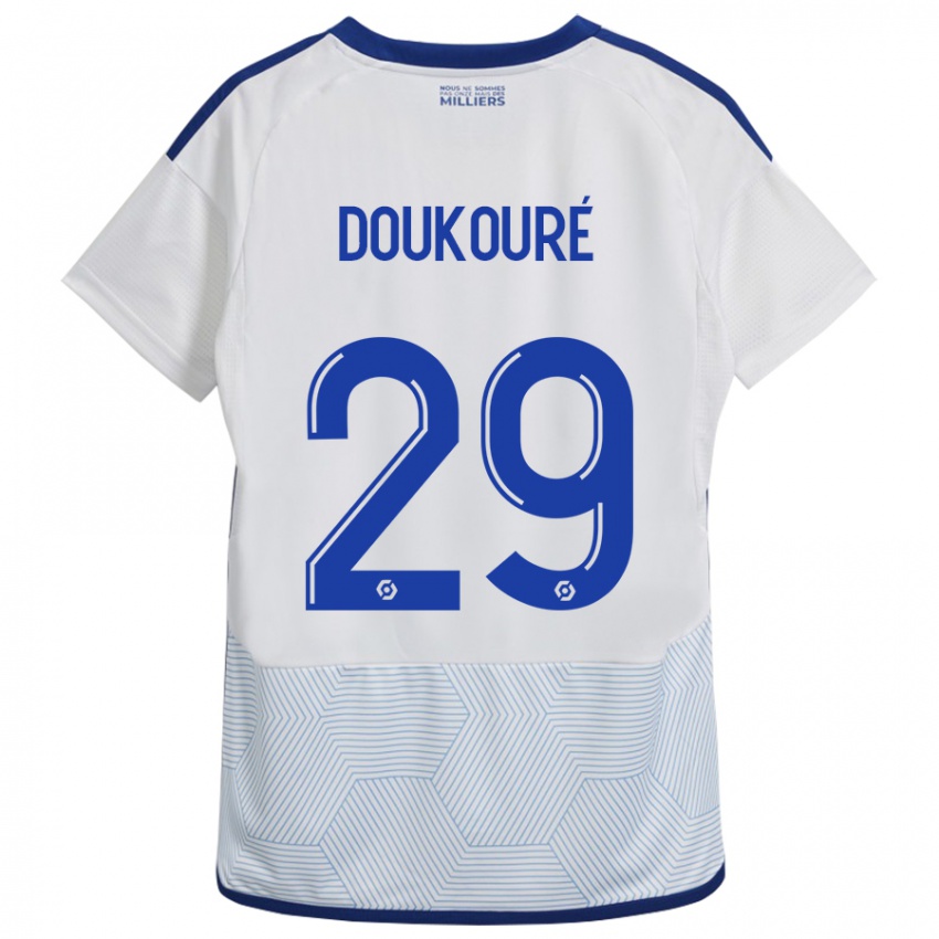 Mujer Camiseta Ismaël Doukouré #29 Blanco 2ª Equipación 2023/24 La Camisa Chile