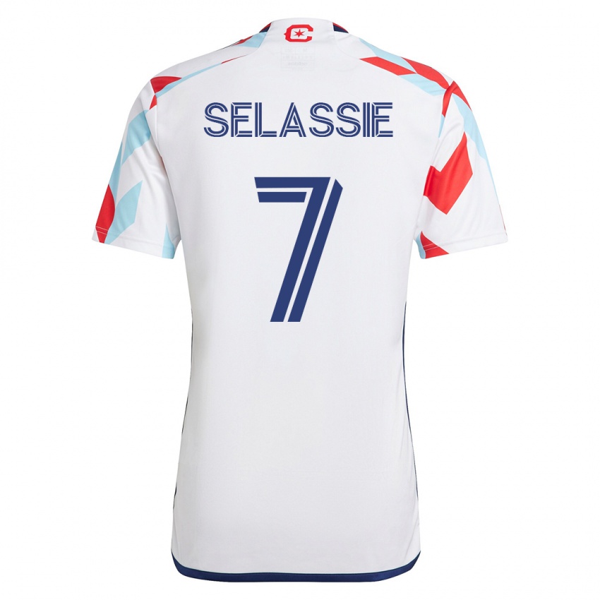 Mujer Camiseta Maren Haile-Selassie #7 Blanco Azul 2ª Equipación 2023/24 La Camisa Chile