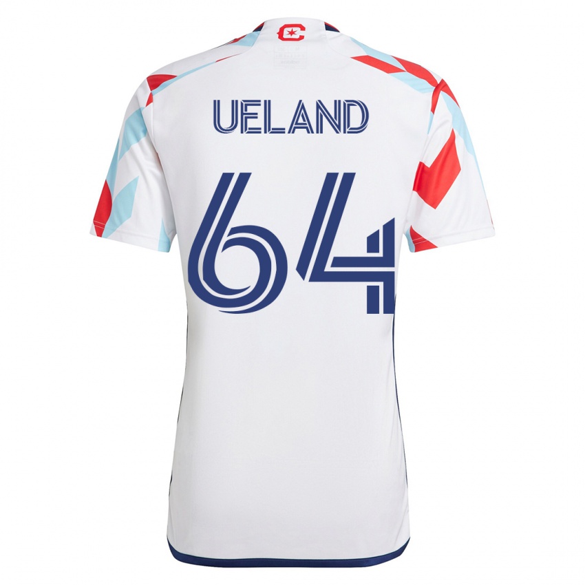 Mujer Camiseta Andreas Ueland #64 Blanco Azul 2ª Equipación 2023/24 La Camisa Chile