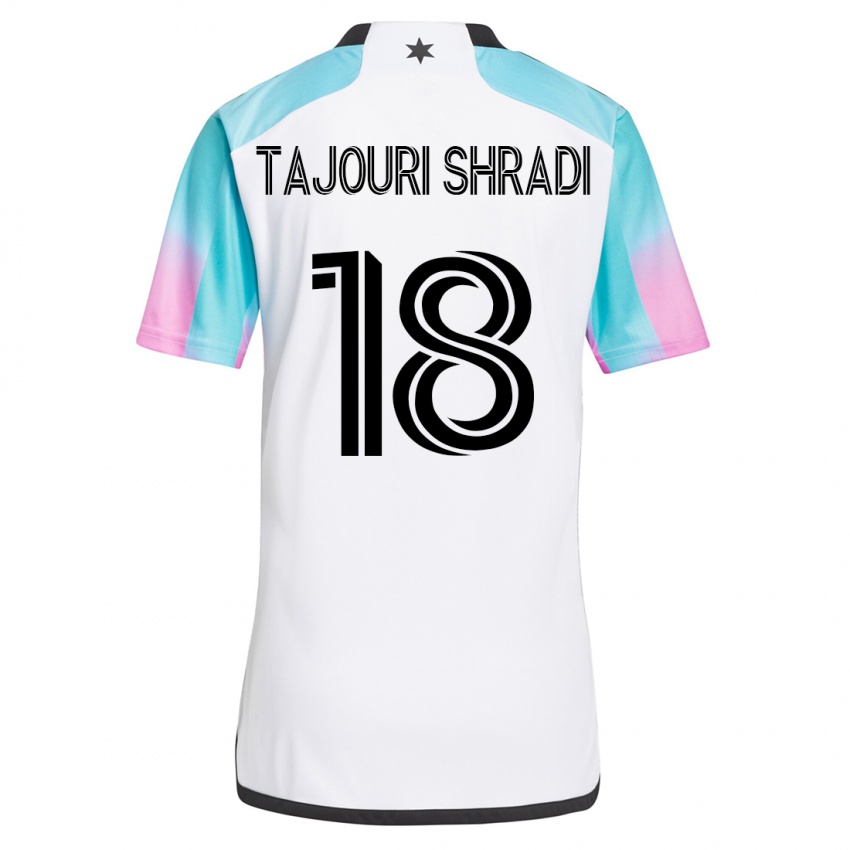 Mujer Camiseta Ismael Tajouri-Shradi #18 Blanco 2ª Equipación 2023/24 La Camisa Chile
