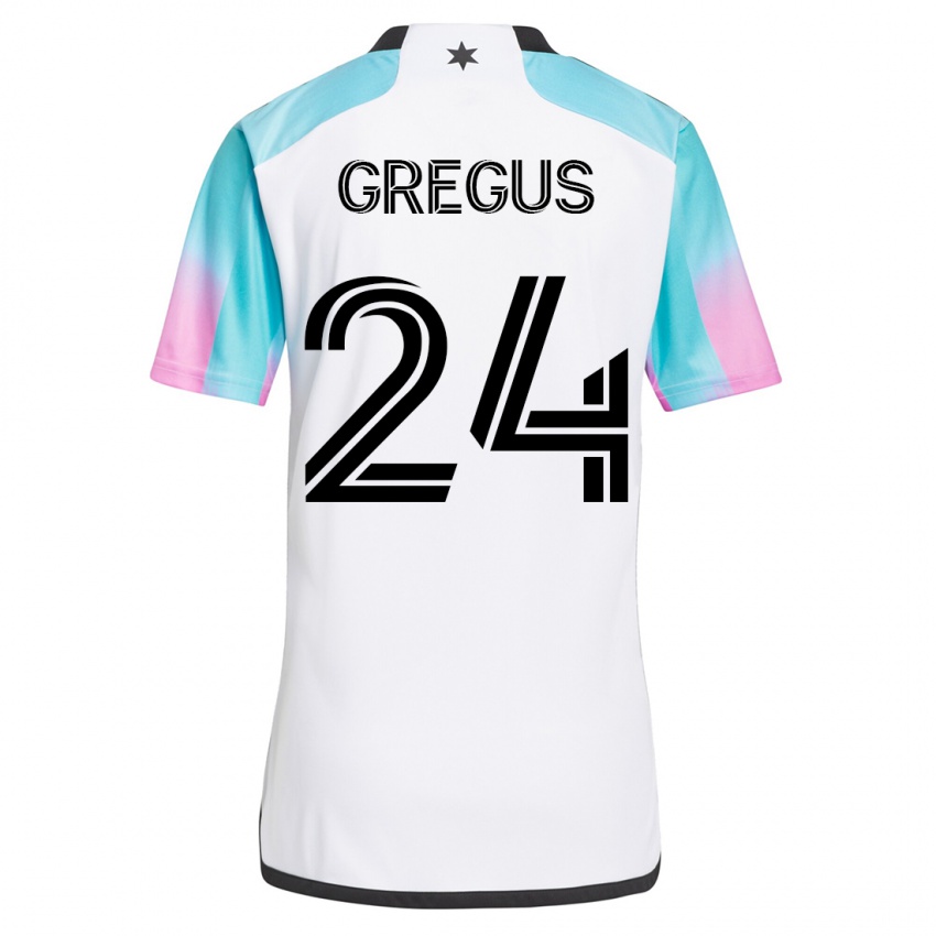 Mujer Camiseta Ján Gregus #24 Blanco 2ª Equipación 2023/24 La Camisa Chile