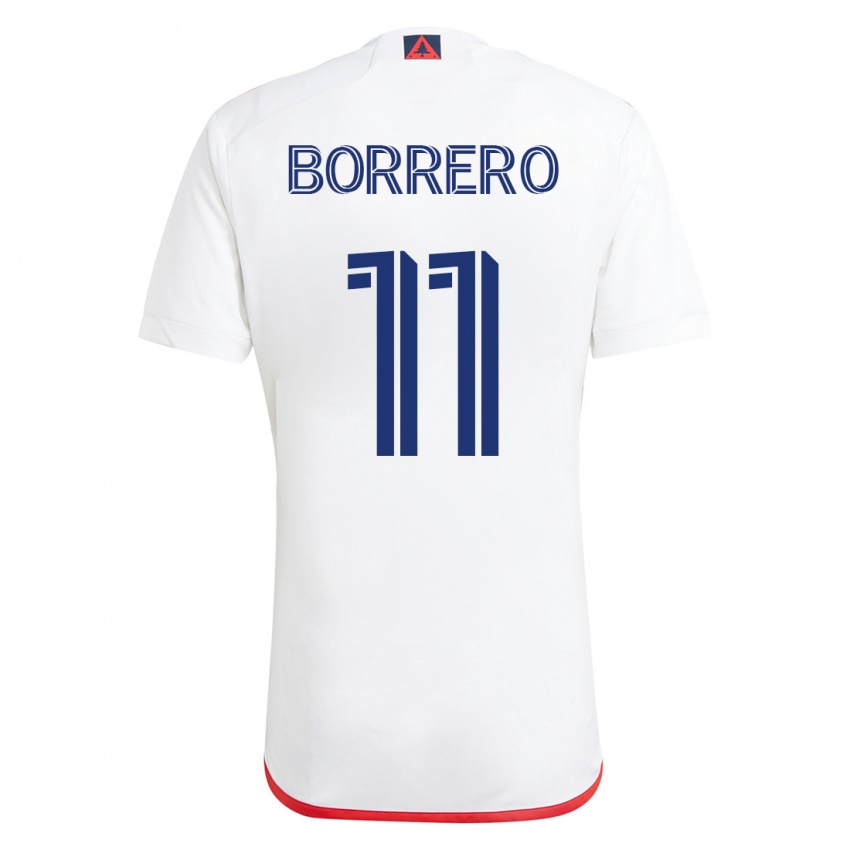 Mujer Camiseta Dylan Borrero #11 Blanco Rojo 2ª Equipación 2023/24 La Camisa Chile