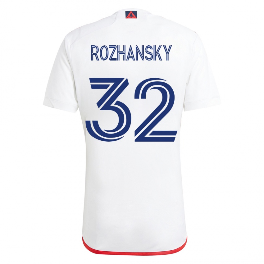 Mujer Camiseta Jake Rozhansky #32 Blanco Rojo 2ª Equipación 2023/24 La Camisa Chile