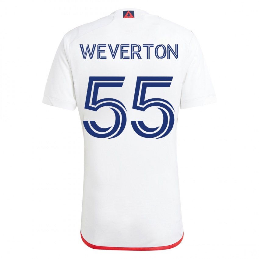 Mujer Camiseta Weverton #55 Blanco Rojo 2ª Equipación 2023/24 La Camisa Chile