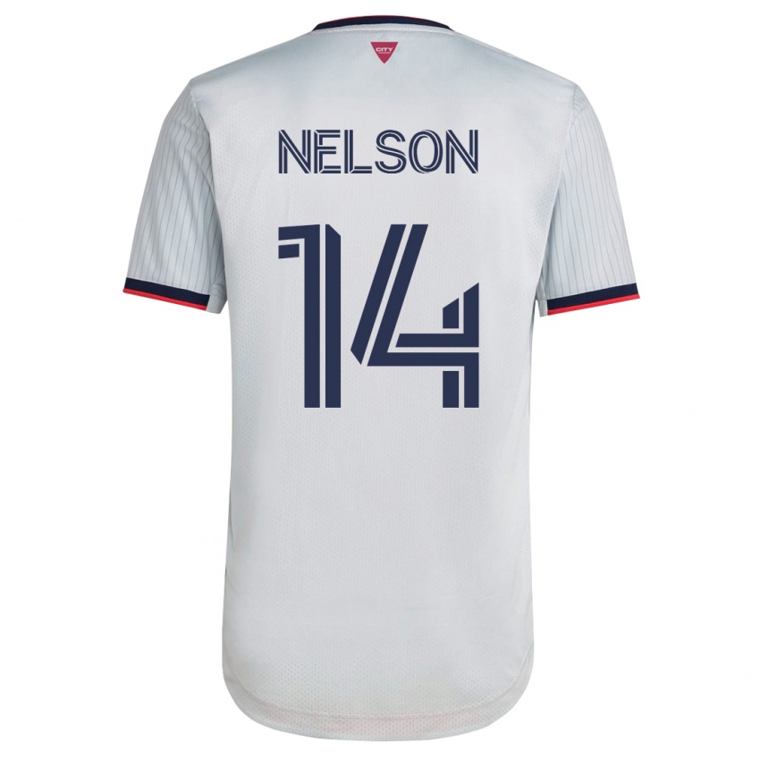 Mujer Camiseta John Nelson #14 Blanco 2ª Equipación 2023/24 La Camisa Chile