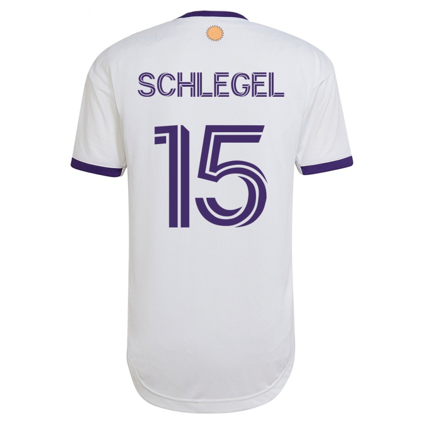 Mujer Camiseta Rodrigo Schlegel #15 Blanco 2ª Equipación 2023/24 La Camisa Chile