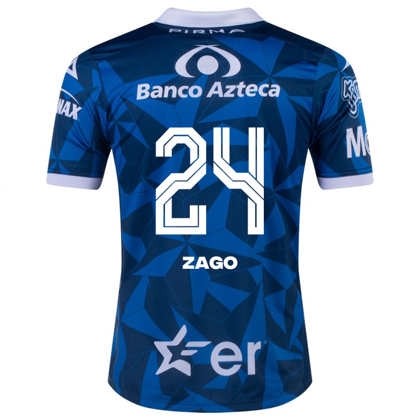 Mujer Camiseta Diego Zago #24 Azul 2ª Equipación 2023/24 La Camisa Chile