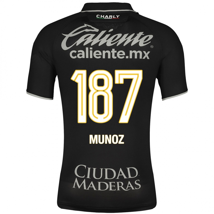 Mujer Camiseta Diego Muñoz #187 Negro 2ª Equipación 2023/24 La Camisa Chile