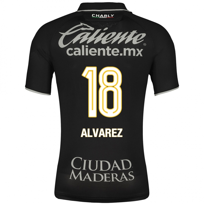 Mujer Camiseta Yazmin Álvarez #18 Negro 2ª Equipación 2023/24 La Camisa Chile