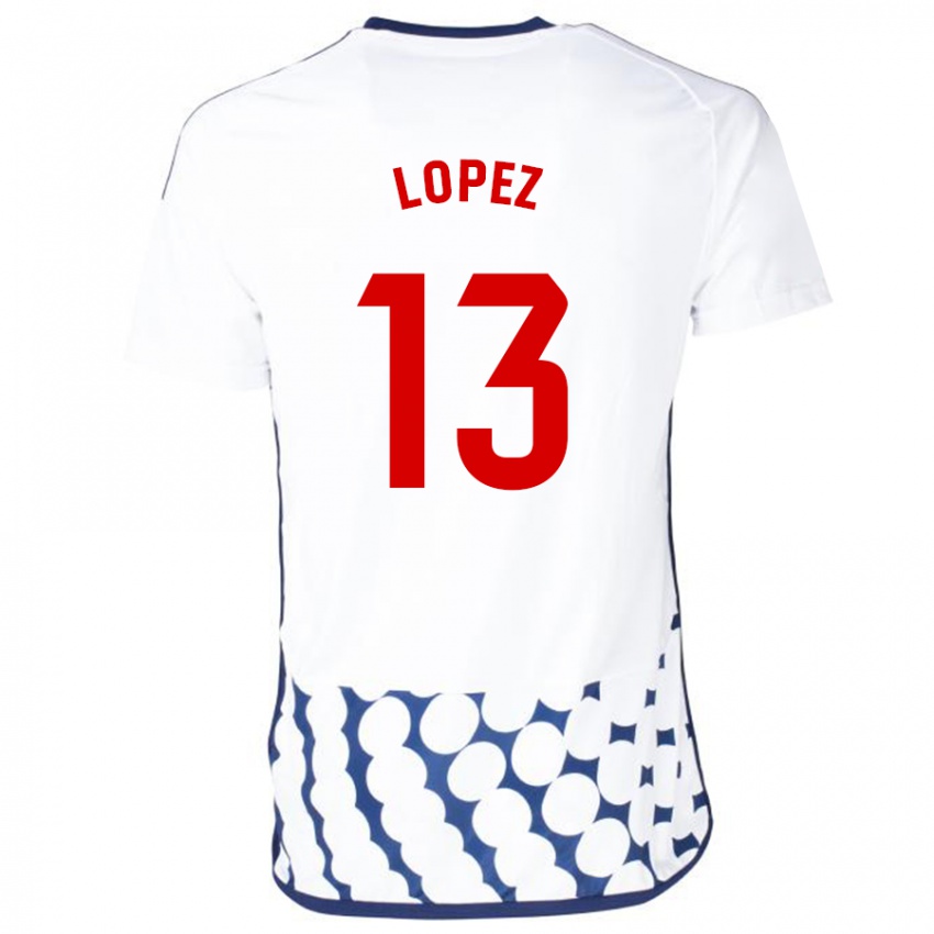 Mujer Camiseta Luis López #13 Blanco 2ª Equipación 2023/24 La Camisa Chile