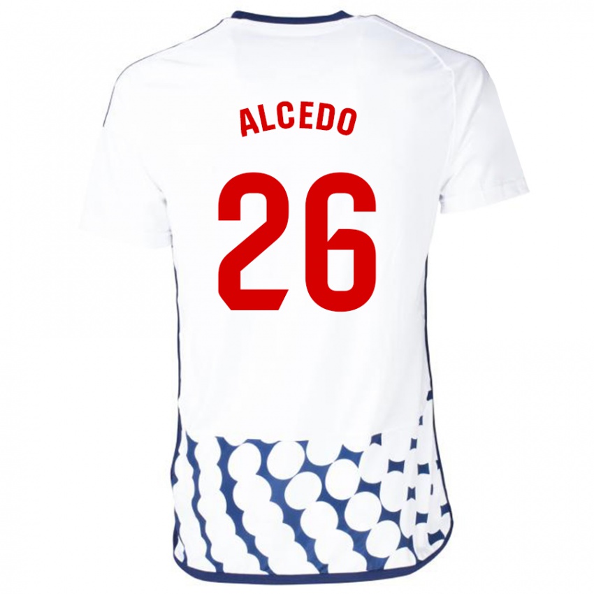 Mujer Camiseta Juan María Alcedo #26 Blanco 2ª Equipación 2023/24 La Camisa Chile