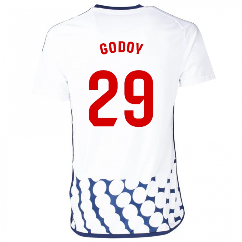 Mujer Camiseta Alan Godoy #29 Blanco 2ª Equipación 2023/24 La Camisa Chile