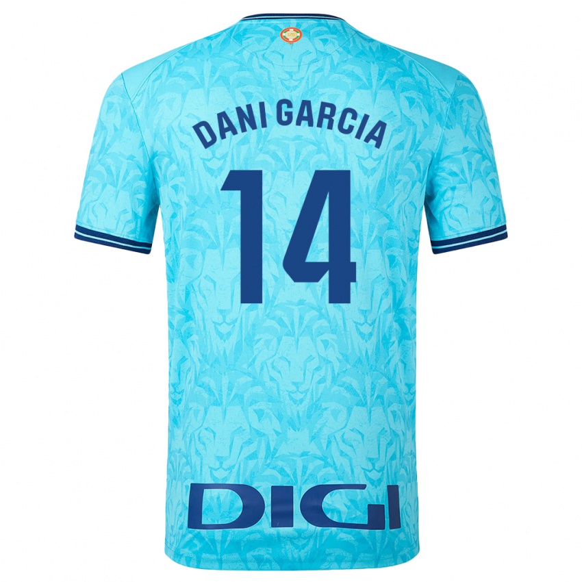 Mujer Camiseta Dani Garcia #14 Cielo Azul 2ª Equipación 2023/24 La Camisa Chile