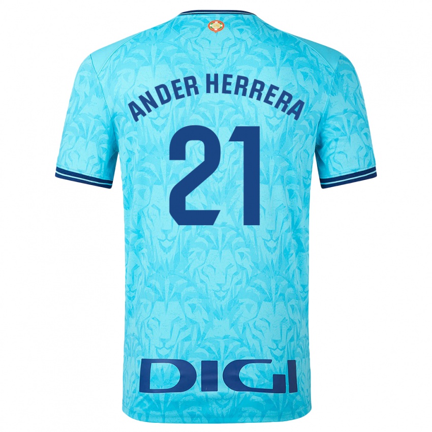 Mujer Camiseta Ander Herrera #21 Cielo Azul 2ª Equipación 2023/24 La Camisa Chile