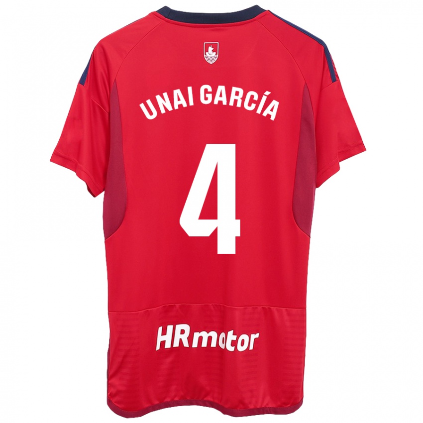 Niño Camiseta Unai García #4 Rojo 1ª Equipación 2023/24 La Camisa Chile