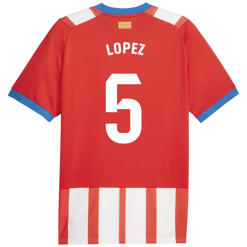 Niño Camiseta David López #5 Rojo Blanco 1ª Equipación 2023/24 La Camisa Chile