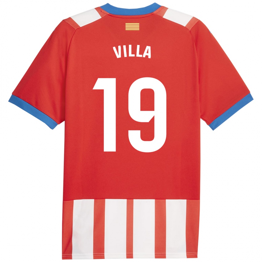 Niño Camiseta Toni Villa #19 Rojo Blanco 1ª Equipación 2023/24 La Camisa Chile