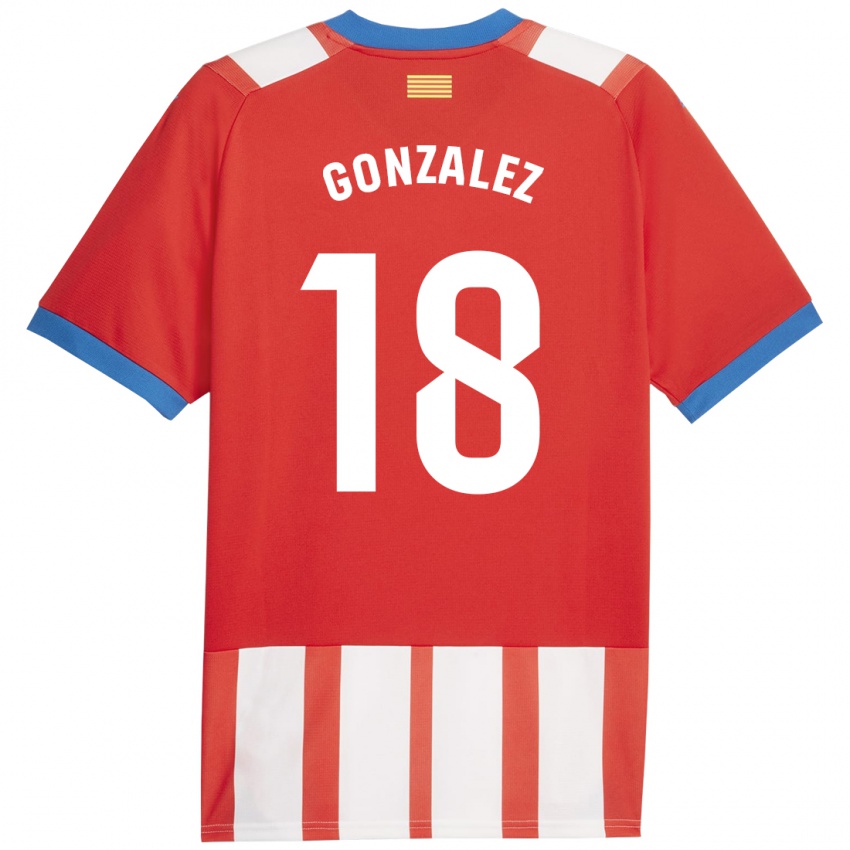 Niño Camiseta Gerard Gonzalez #18 Rojo Blanco 1ª Equipación 2023/24 La Camisa Chile