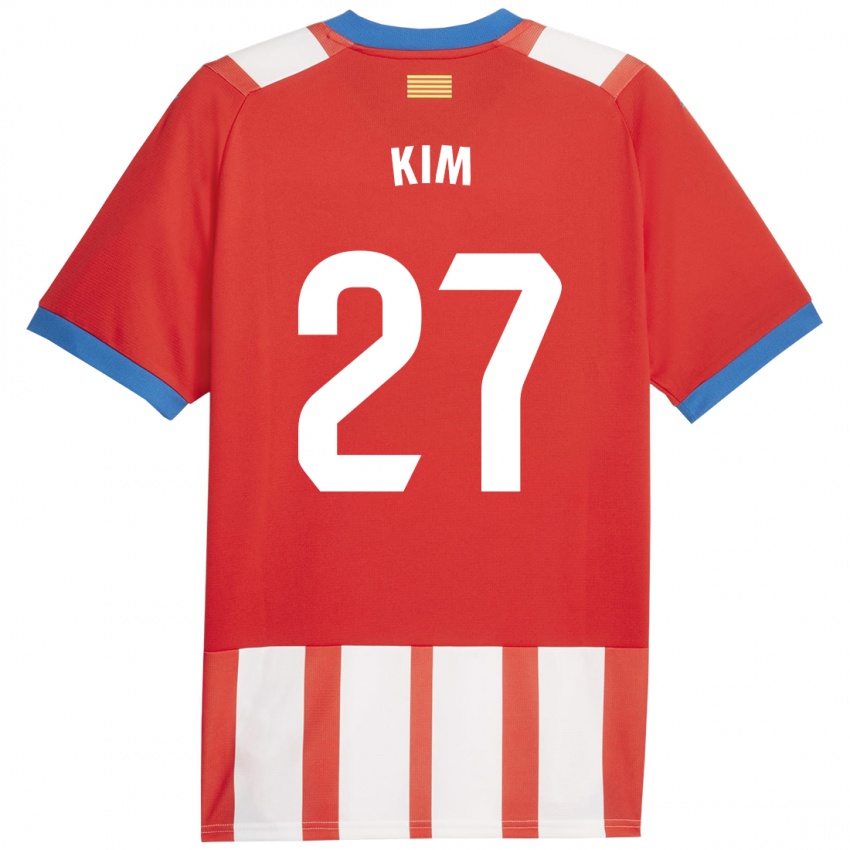 Niño Camiseta Min-Su Kim #27 Rojo Blanco 1ª Equipación 2023/24 La Camisa Chile