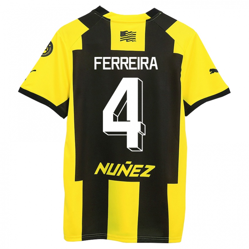 Niño Camiseta Joaquín Ferreira #4 Amarillo Negro 1ª Equipación 2023/24 La Camisa Chile