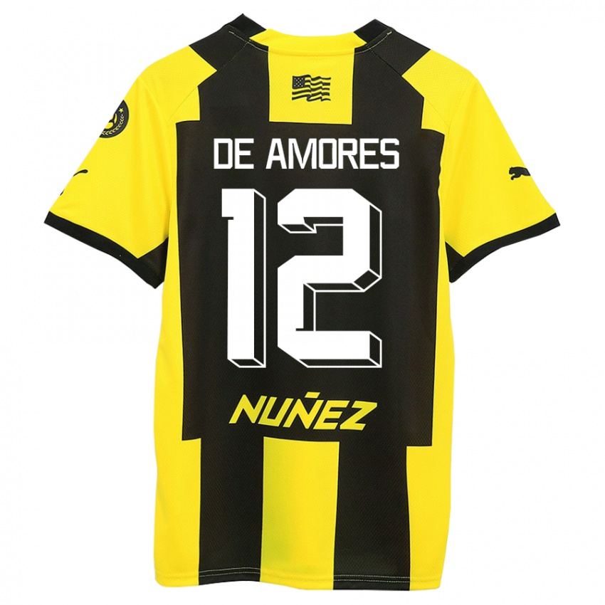 Niño Camiseta Guillermo De Amores #12 Amarillo Negro 1ª Equipación 2023/24 La Camisa Chile
