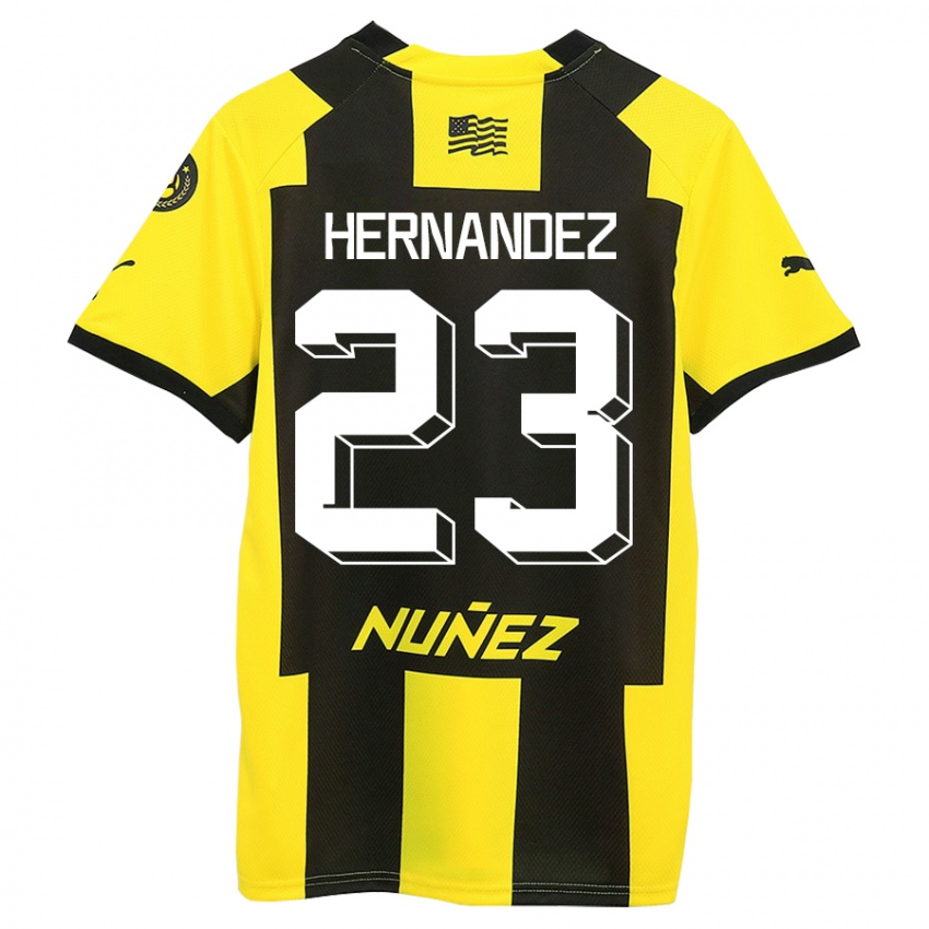 Niño Camiseta Abel Hernández #23 Amarillo Negro 1ª Equipación 2023/24 La Camisa Chile