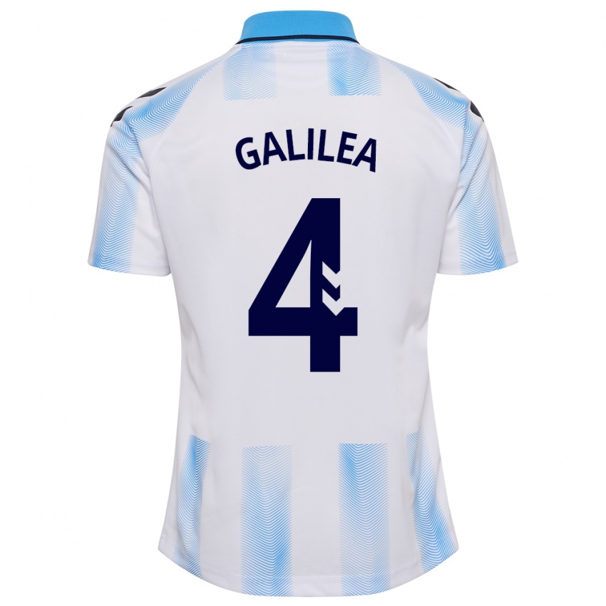 Niño Camiseta Einar Galilea #4 Blanco Azul 1ª Equipación 2023/24 La Camisa Chile