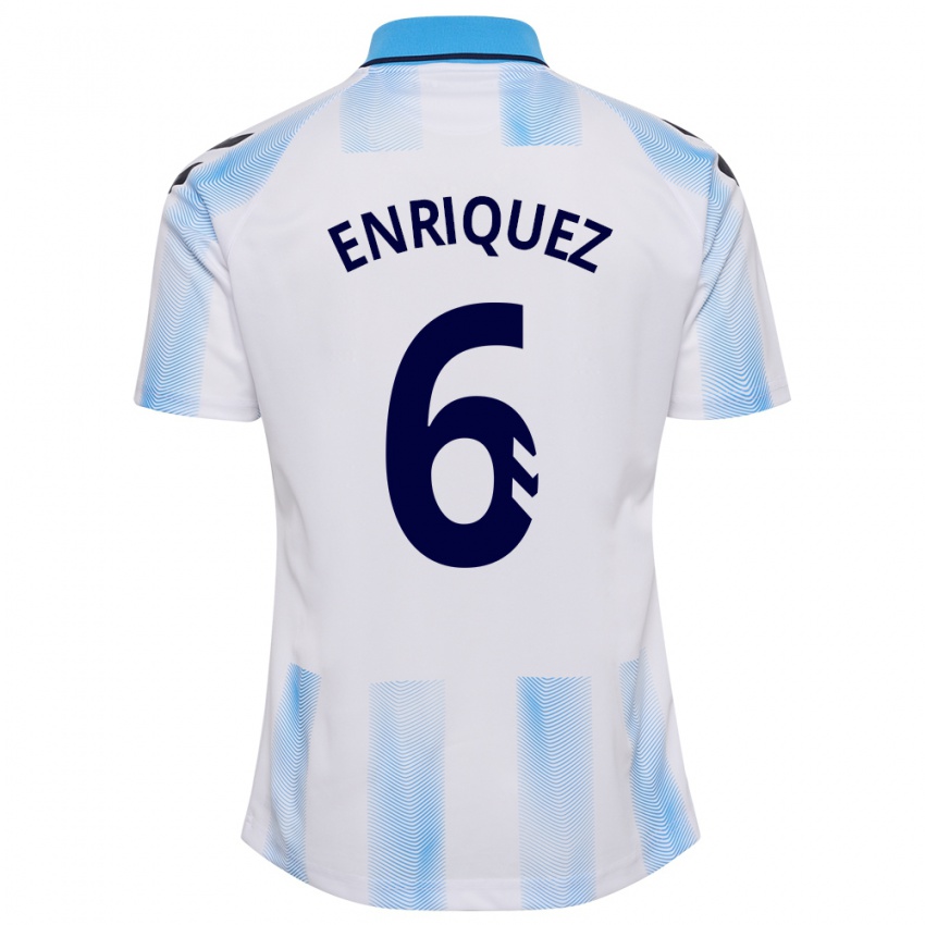 Niño Camiseta Ramón Enríquez #6 Blanco Azul 1ª Equipación 2023/24 La Camisa Chile