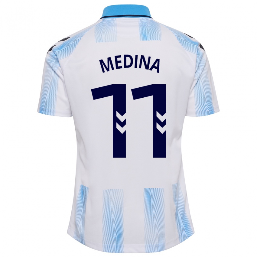 Niño Camiseta Kevin Medina #11 Blanco Azul 1ª Equipación 2023/24 La Camisa Chile