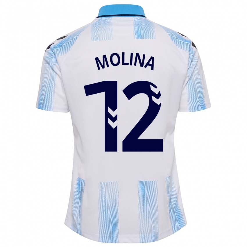 Niño Camiseta Manu Molina #12 Blanco Azul 1ª Equipación 2023/24 La Camisa Chile