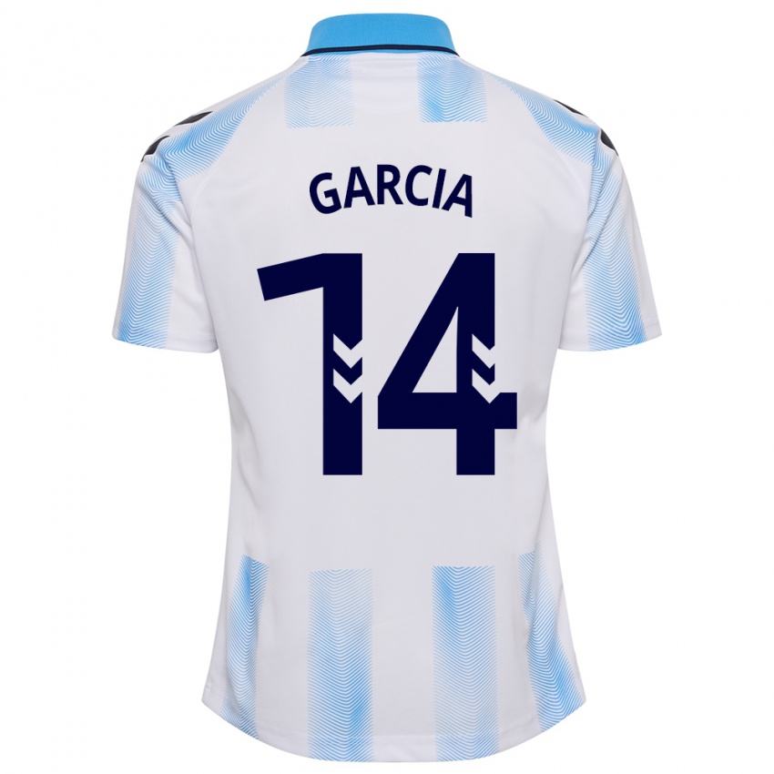 Niño Camiseta Víctor García #14 Blanco Azul 1ª Equipación 2023/24 La Camisa Chile