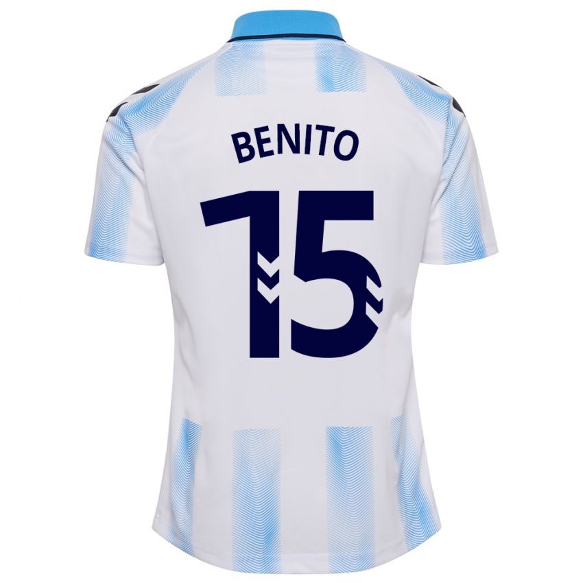 Niño Camiseta Iván Benito #15 Blanco Azul 1ª Equipación 2023/24 La Camisa Chile