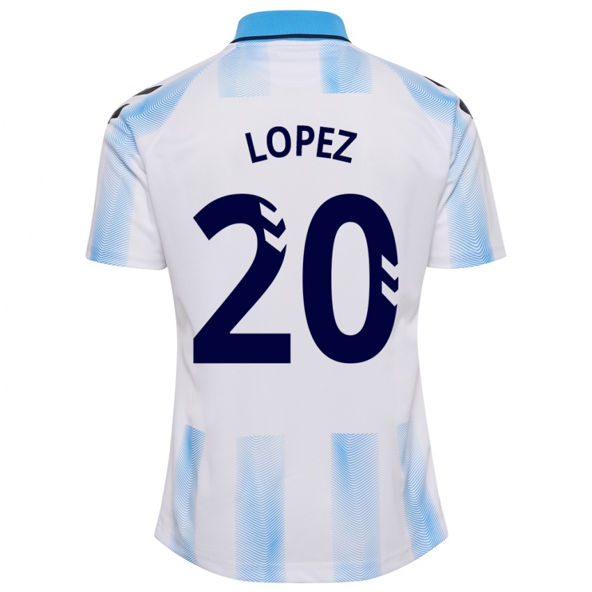 Niño Camiseta Adri López #20 Blanco Azul 1ª Equipación 2023/24 La Camisa Chile