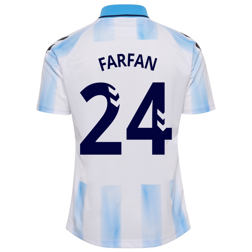 Niño Camiseta María Farfán #24 Blanco Azul 1ª Equipación 2023/24 La Camisa Chile