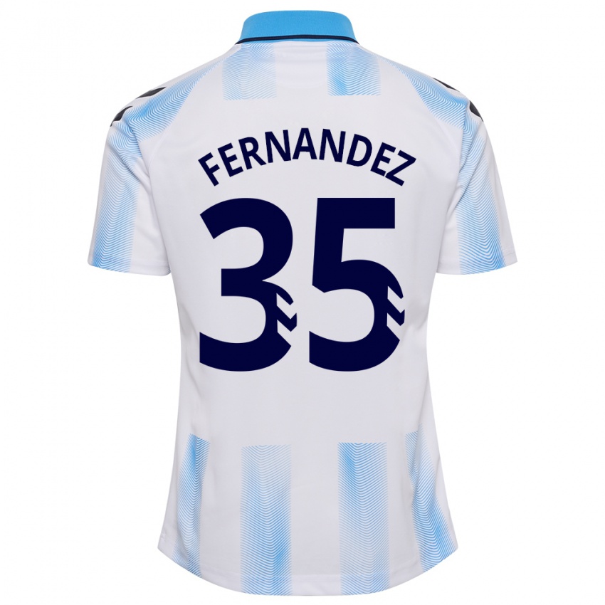 Niño Camiseta Inés Fernández #35 Blanco Azul 1ª Equipación 2023/24 La Camisa Chile