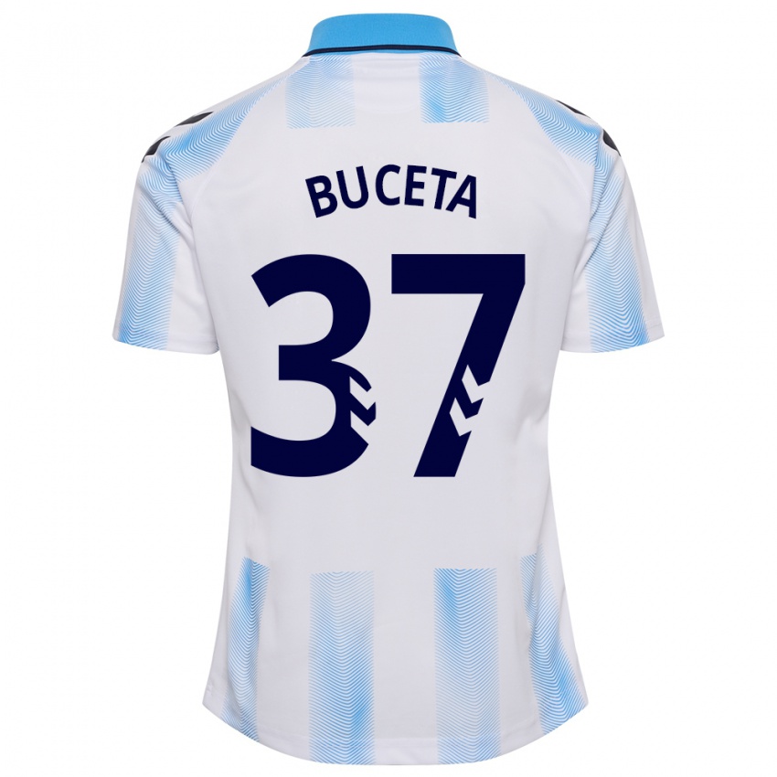 Niño Camiseta Ana Buceta #37 Blanco Azul 1ª Equipación 2023/24 La Camisa Chile