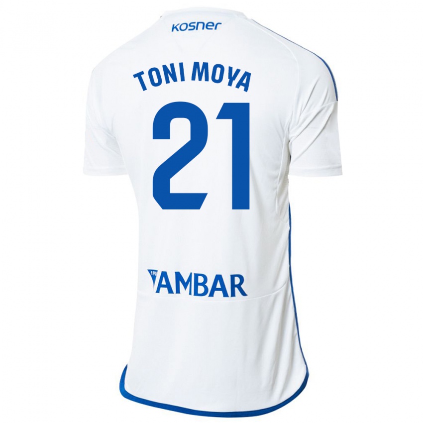 Niño Camiseta Toni Moya #21 Blanco 1ª Equipación 2023/24 La Camisa Chile