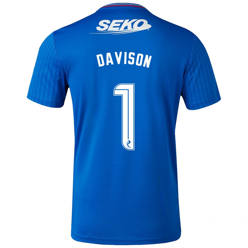 Niño Camiseta Hannah Davison #1 Azul 1ª Equipación 2023/24 La Camisa Chile