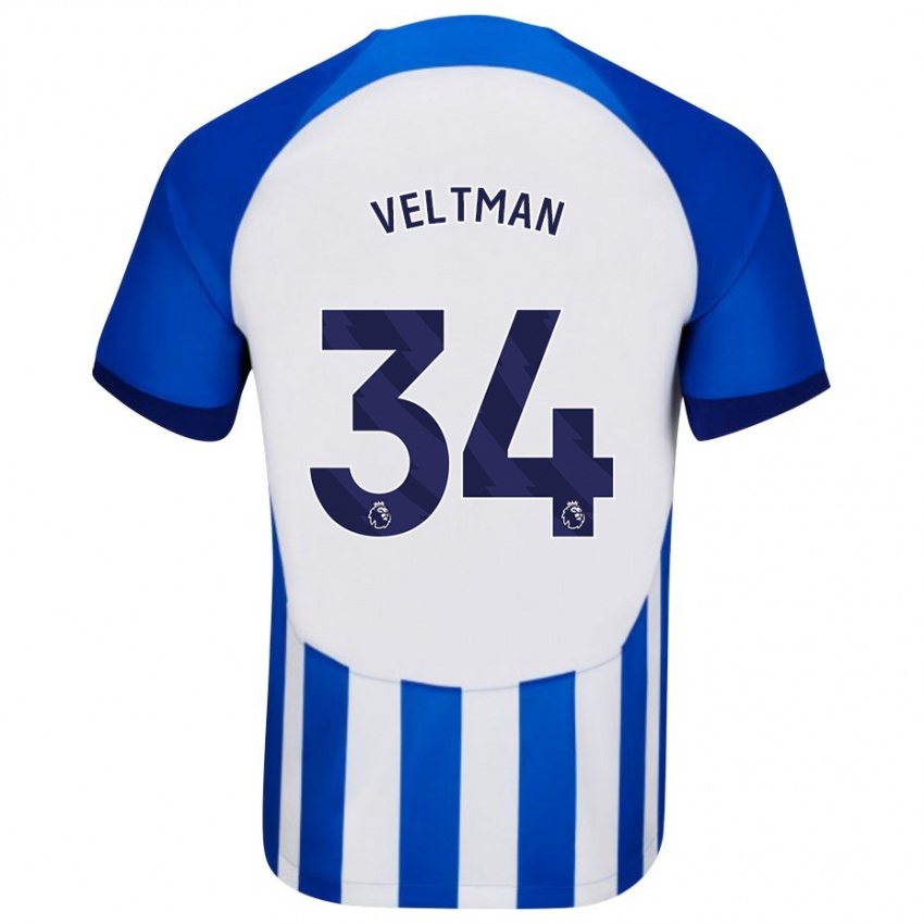 Niño Camiseta Joël Veltman #34 Azul 1ª Equipación 2023/24 La Camisa Chile