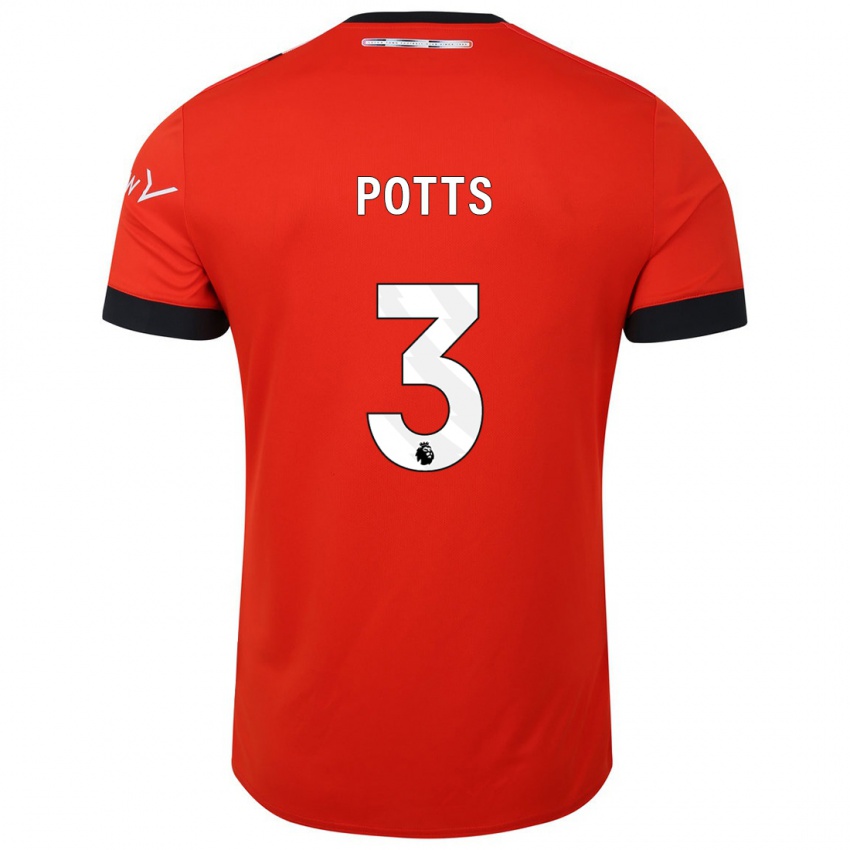 Niño Camiseta Dan Potts #3 Rojo 1ª Equipación 2023/24 La Camisa Chile