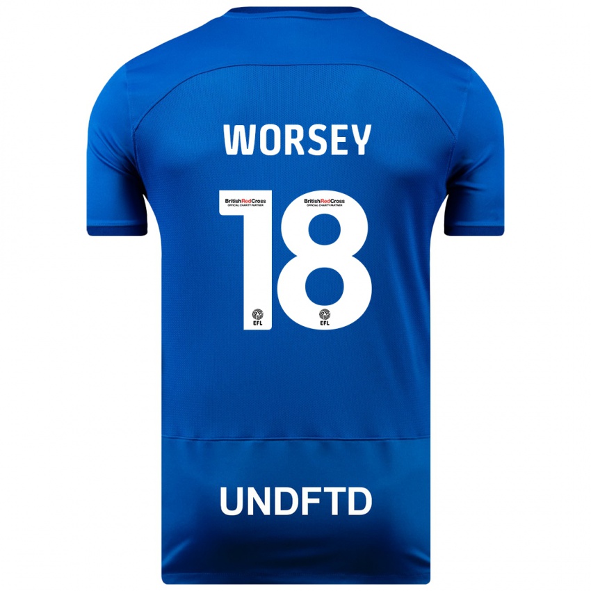 Niño Camiseta Louanne Worsey #18 Azul 1ª Equipación 2023/24 La Camisa Chile