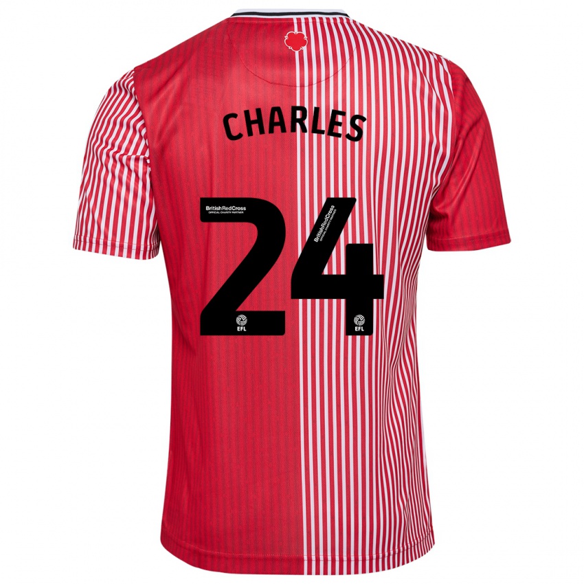 Niño Camiseta Shea Charles #24 Rojo 1ª Equipación 2023/24 La Camisa Chile