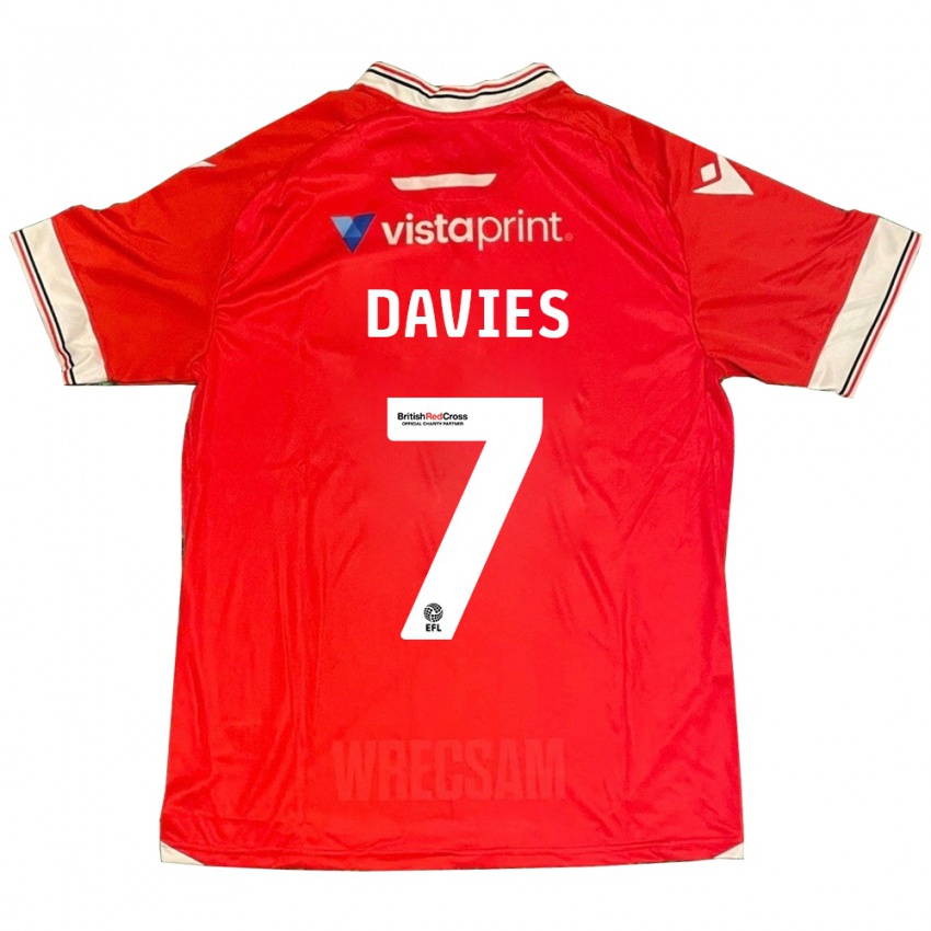 Niño Camiseta Jordan Davies #7 Rojo 1ª Equipación 2023/24 La Camisa Chile
