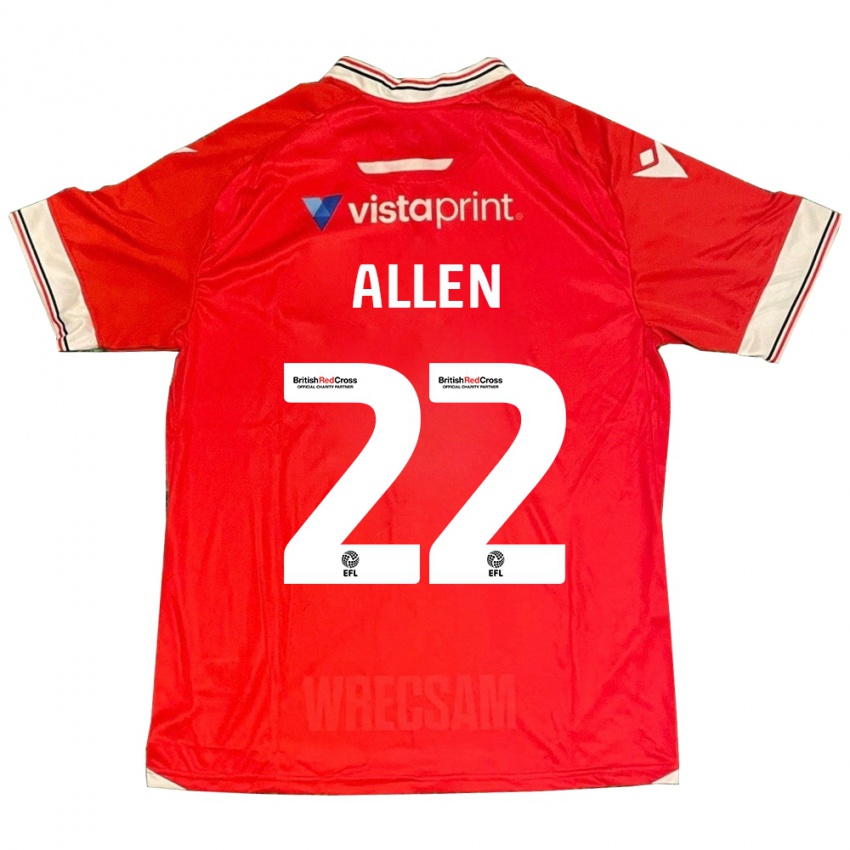 Niño Camiseta Keren Allen #22 Rojo 1ª Equipación 2023/24 La Camisa Chile