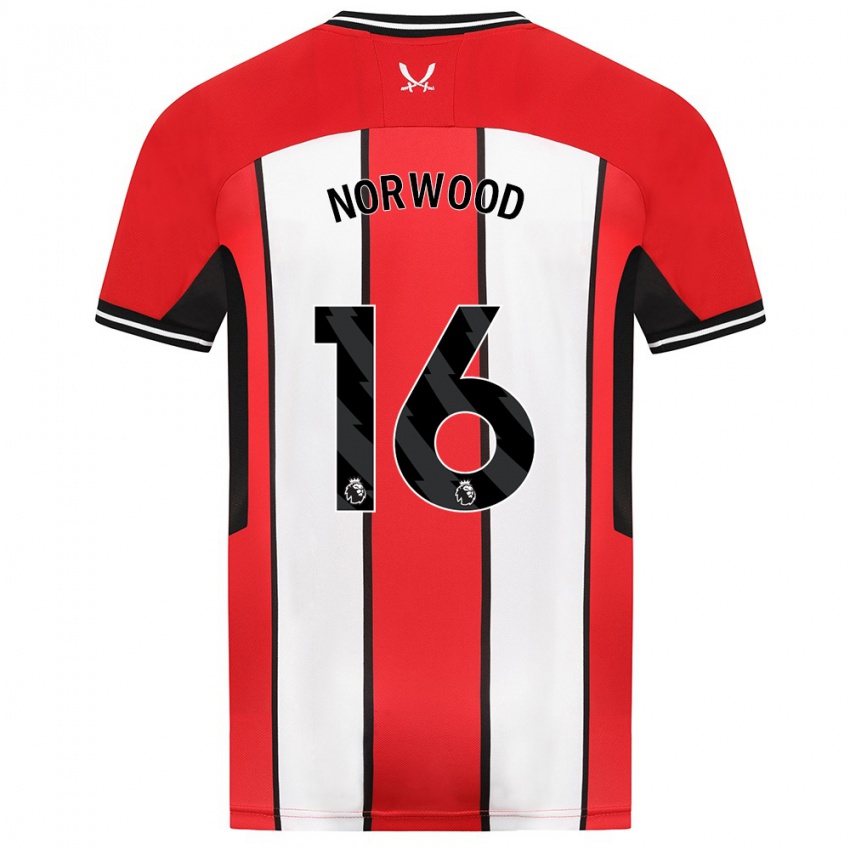 Niño Camiseta Oliver Norwood #16 Rojo 1ª Equipación 2023/24 La Camisa Chile