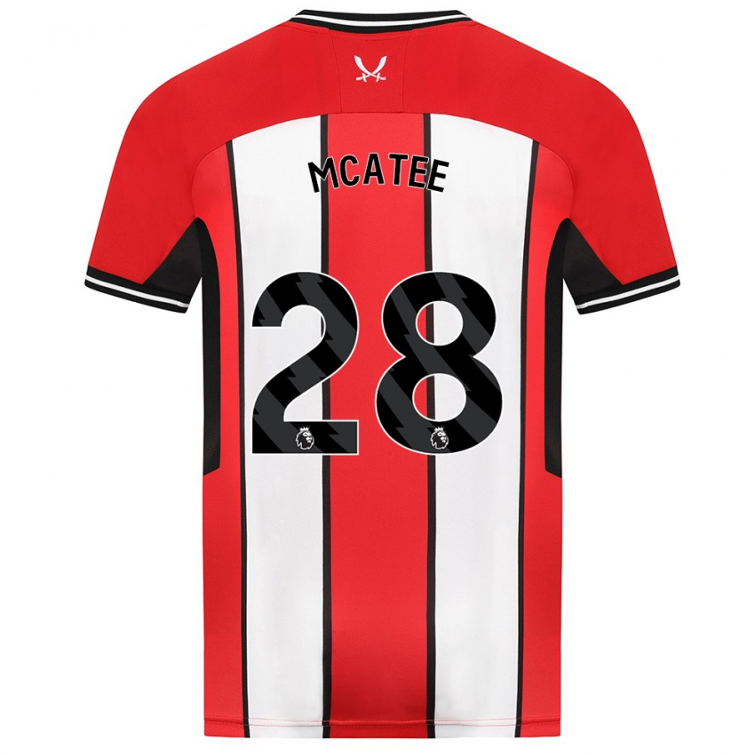 Niño Camiseta James Mcatee #28 Rojo 1ª Equipación 2023/24 La Camisa Chile