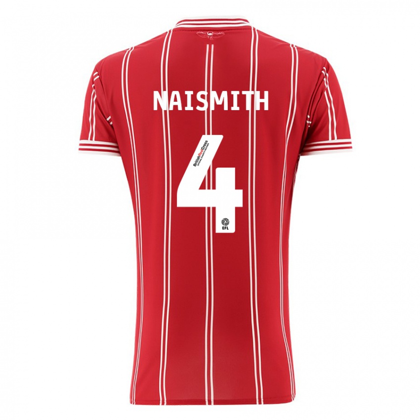 Niño Camiseta Kal Naismith #4 Rojo 1ª Equipación 2023/24 La Camisa Chile