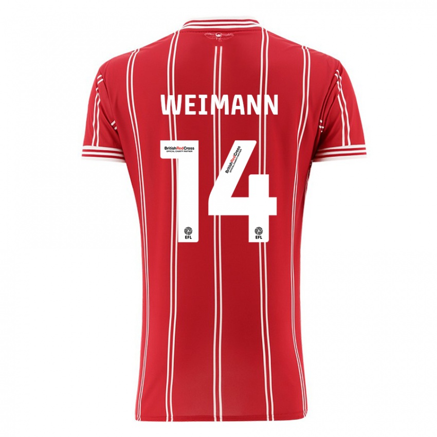 Niño Camiseta Andreas Weimann #14 Rojo 1ª Equipación 2023/24 La Camisa Chile